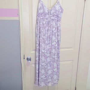 Lavender and white paisley dress
